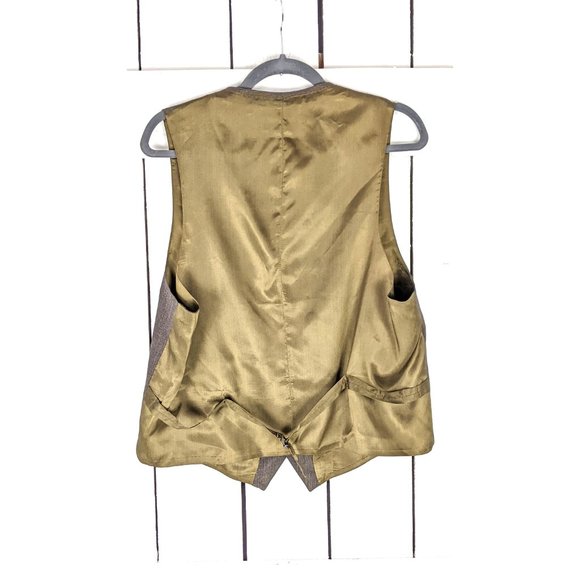 Vintage brown grey mens button front suit vest - Picture 4 of 4